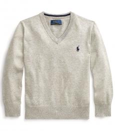 Ralph Lauren Little Boys Dark Sport Heather V-Neck Sweater