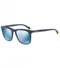 Matte Blue Square Sunglasses
