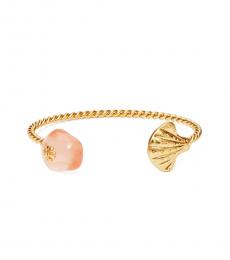 Tory Burch Gold-Light Pink Twisted Shell Cuff Bracelet