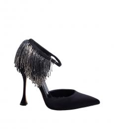 Black Fringes Embellished Heels