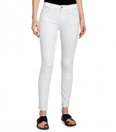 7 For All Mankind White Ankle Squiggle-Pocket Jeans