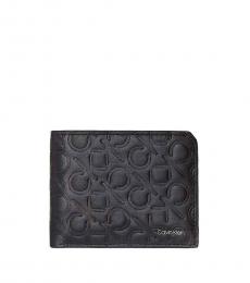 Calvin Klein Black Embossed Monogram Logo Bifold Wallet