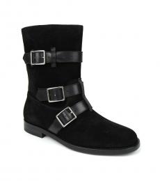 Saint Laurent Black Strap Buckles Boots