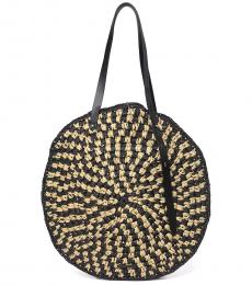 Rebecca Minkoff Natural Black Woven Circle Large Tote