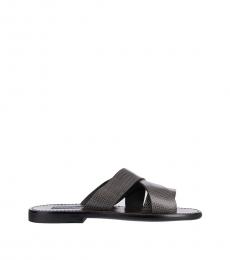 Dolce & Gabbana Grey Lizard Print Sandals