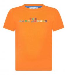 Little Marc Jacobs Boys Orange Logo Cotton T-Shirt