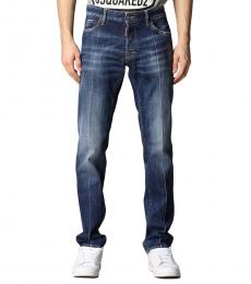Dsquared2 Navy Blue Stonewashed Slim Fit Jeans