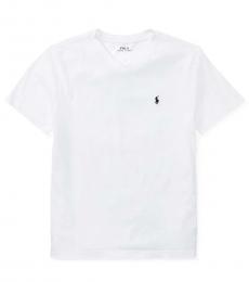 Boys White V-Neck T-Shirt