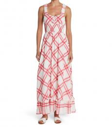 Betsey Johnson White Windowpane Printed Cotton Jacquard Dress