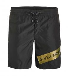 Dolce & Gabbana Black Logo Print Swimwear