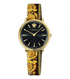 Versace Black Signature Strap Watch