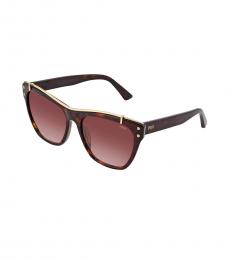 Tod's Dark Brown Violet Gradient Mirror Sunglasses