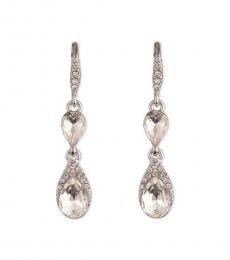 Givenchy Silver Crystal Drop Earrings
