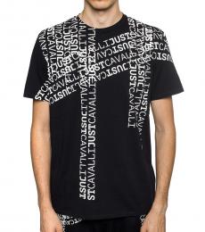 Just Cavalli Black Print Crew-Neck T-Shirt