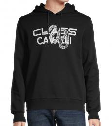 Cavalli Class Black Logo Graphic Hoodie