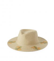 Vince Camuto Beige Printed Panama Hat
