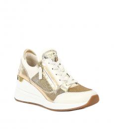Michael Kors Pale Gold Metallic Wedge Sneakers