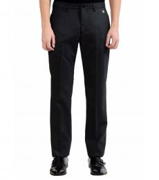 Versace Collection Charcoal Wool Flat Front Pants