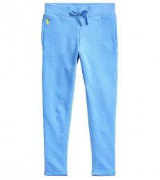 Ralph Lauren Little Girls Blue Cotton-Blend-Terry Leggings