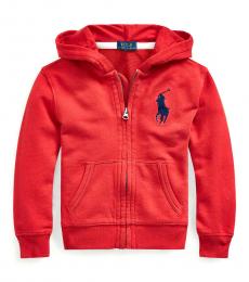 Ralph Lauren Baby Boys Evening Post Red Big Pony Hoodie
