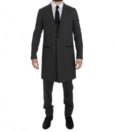 Grey 3 Piece Long Blazer Suit