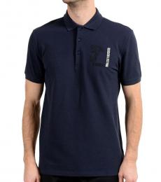Navy Blue Graphic Print Polo