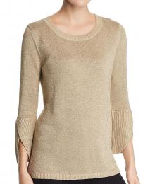 Calvin Klein Gold Metallic Knit Pullover Sweater