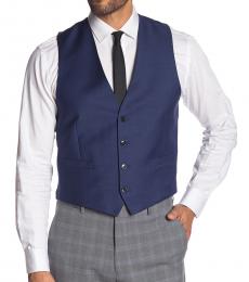 Calvin Klein Blue Twill Slim Fit Wool Suit Vest