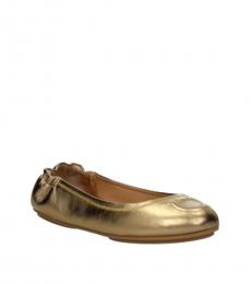 Salvatore Ferragamo Gold Front Logo Ballerinas