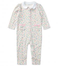 Ralph Lauren Baby Girls White Printed Coverall