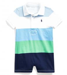 Ralph Lauren Baby Boys Beryl Blue Striped Rugby Shortall