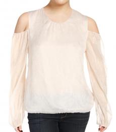 Ralph Lauren Natural Cold Shoulder Metallic Top