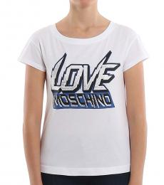 Love Moschino White Graphic Logo T-Shirt