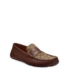 Coach Dark Saddle Logo Slip On Loafers