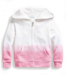 Ralph Lauren Baby Girls White Ombre Logo Hoodie