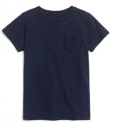 Girls Navy Pocket T-Shirt