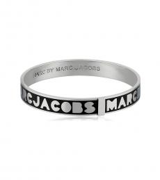 Marc Jacobs Black Silver Logo Bangle Bracelet