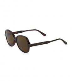 Bottega Veneta Havana Quilted Trim Square Sunglasses