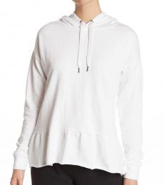 Betsey Johnson White Ruffle Peplum Crop Hoodie
