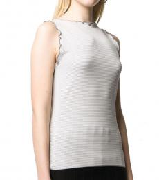 Emporio Armani Quartz White Ruffled Sleeveless Top