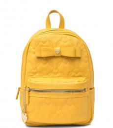 Betsey Johnson Mustard Quilted Heart Medium Backpack