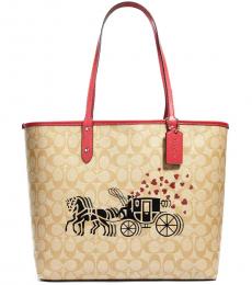 Coach Light Khaki Poppy Reversible City Large Tote