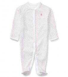 Baby Girls White Floral Coverall