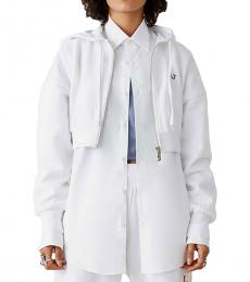 True Religion White Graphic Crop Hoodie Jacket