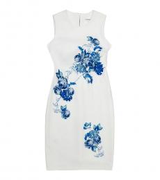 Calvin Klein White Multi Floral Scuba Sheath Dress