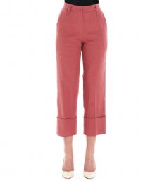 Brunello Cucinelli Red Straight Leg Linen Pants
