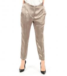 Brunello Cucinelli Grey Satin Straight Pants