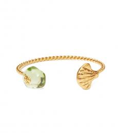 Tory Burch Gold-Mint Green Twisted Shell Cuff Bracelet