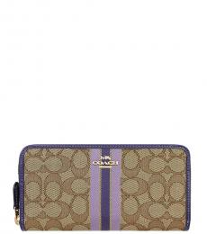 Coach Khaki Purple Zip-Around Wallet,