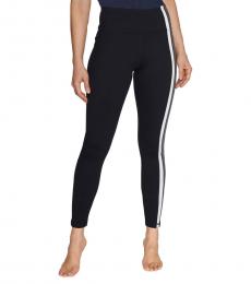Betsey Johnson Black White-Side Stripes High-Rise Leggings